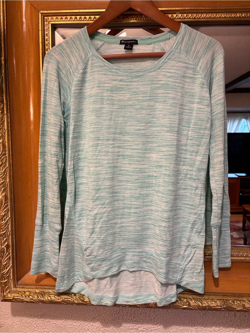 Champion Green & White Long Sleeve Top - Size S